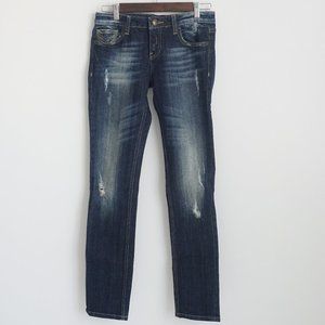 Dark Wash Deconstructed Skinny Jeans 28